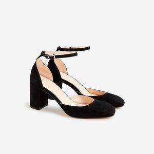 J Crew Maisie ankle-strap heels in black Italian suede size 6